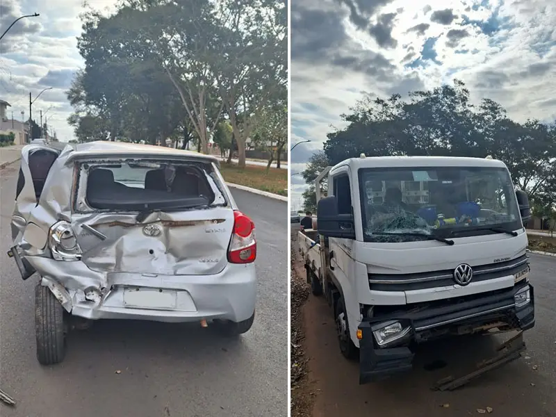 Fala Matao - VÍDEO - Caminhão da Águas de Matão bate e arrasta carro estacionado na avenida Baldan